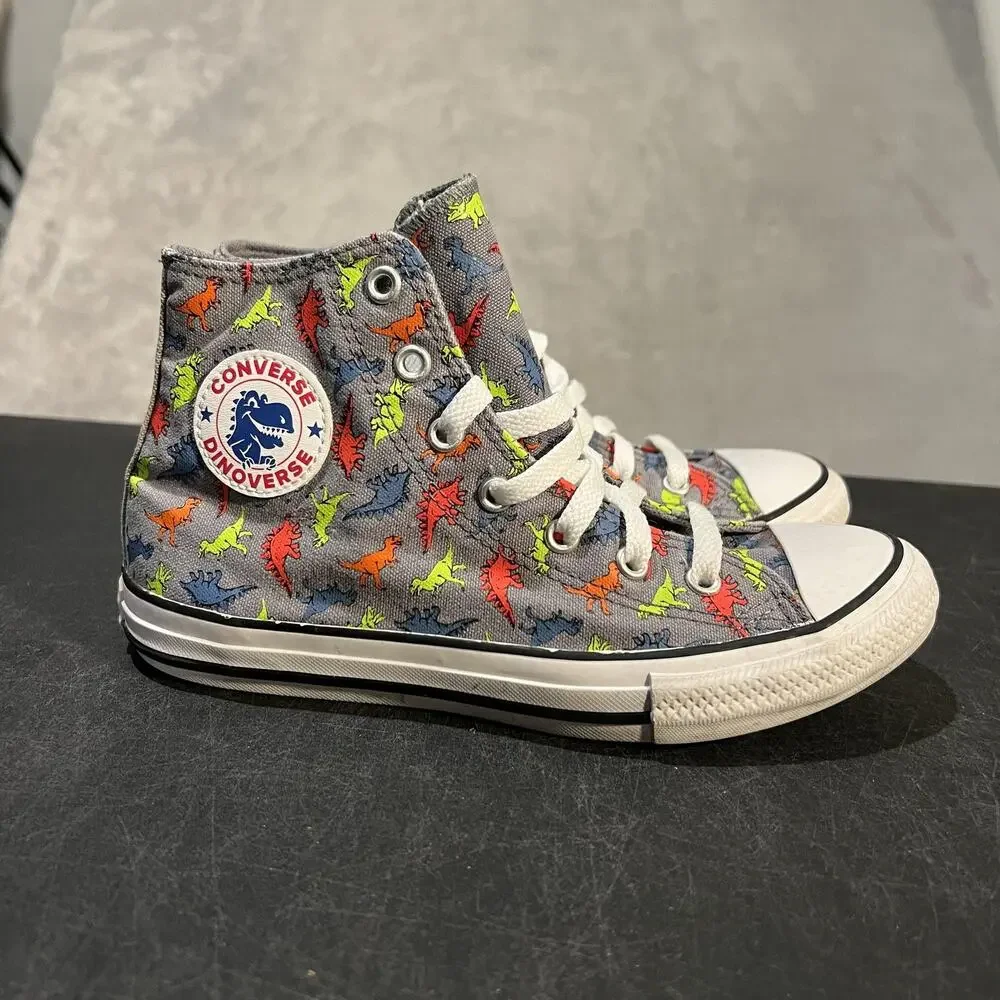 Converse Chuck Taylor All Star Dinoverse Shoes Youth Size 3 Gray High Top